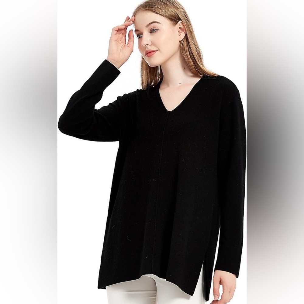 Viral amazon cashmere sweater, black, size medium